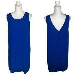 Madewell NWT Royal Blue Lakeshore Button Back Sleeveless Dress Sz L Minimalist
